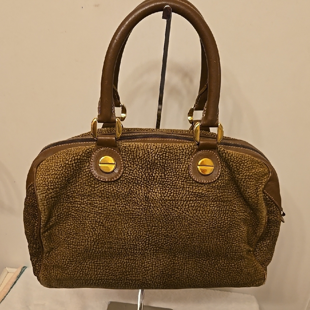 Borbonese Vintage Quail Suede Leather Handbag
